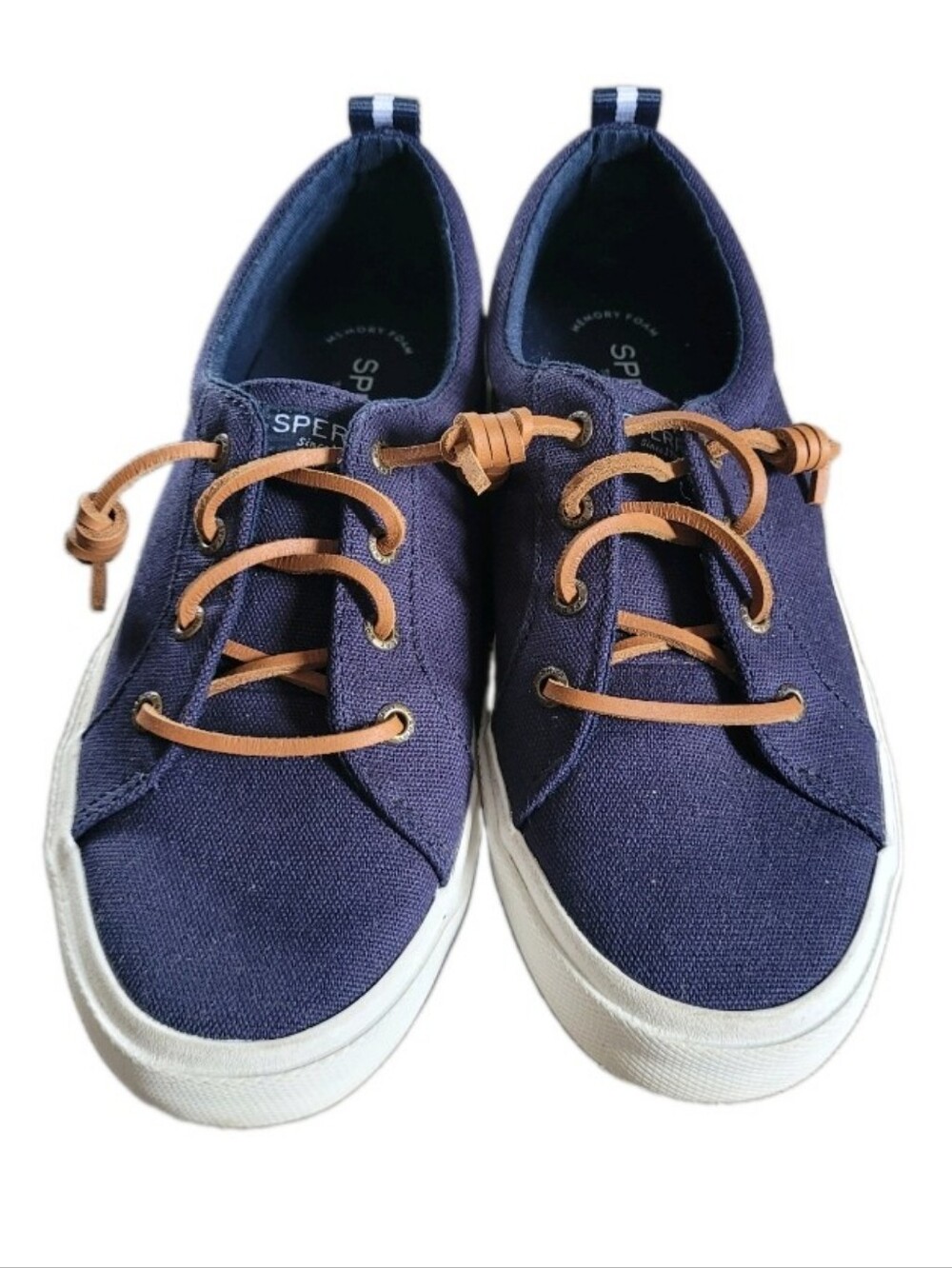 Sperry Top-Sider Women's Size 7.5 Boat Shoes Canvas Navy Blue Preppy Nautical
